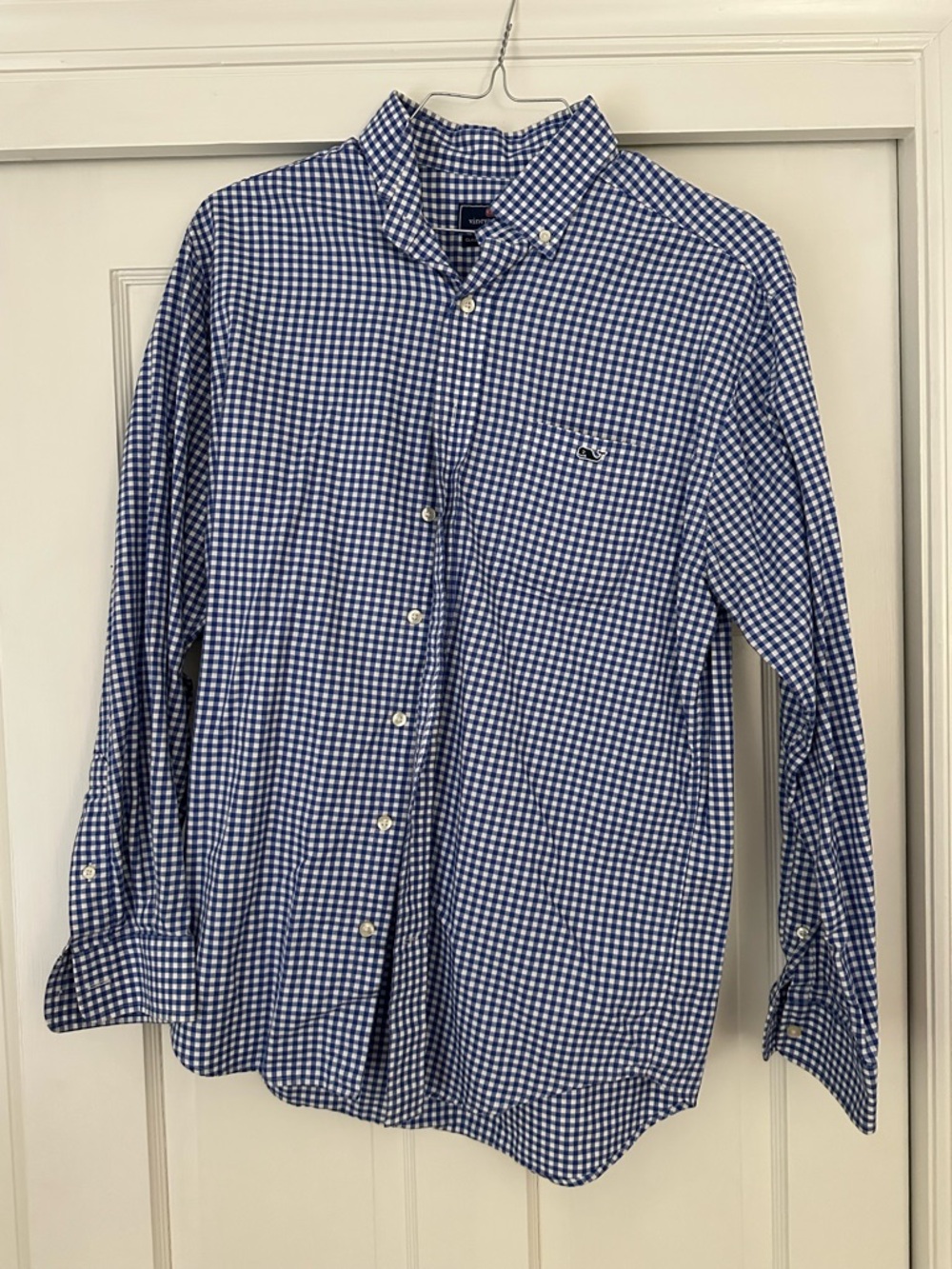 Vineyard Vines Men's Navy and White Gingham Button-Down Shirt